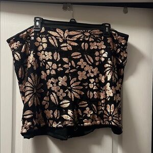 Floral Black and Gold sequin shorts